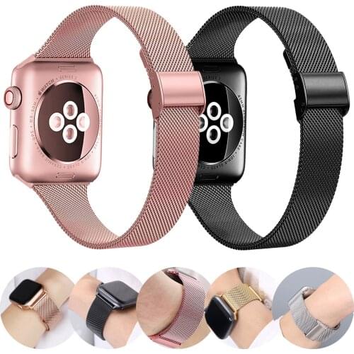 Stainless Steel Bracelet Strap for Apple Watch 5 6 SE Band 38mm 44mm Milanese Loop for iWatch Series 5/4/3/2 40mm 42mm Watchband