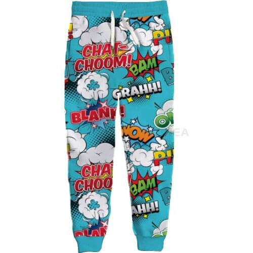 New Fashion Wow Pop Art Graphic Spring Autumn Winter Hip Hop Casual Brand 3D Print Pants Polyester