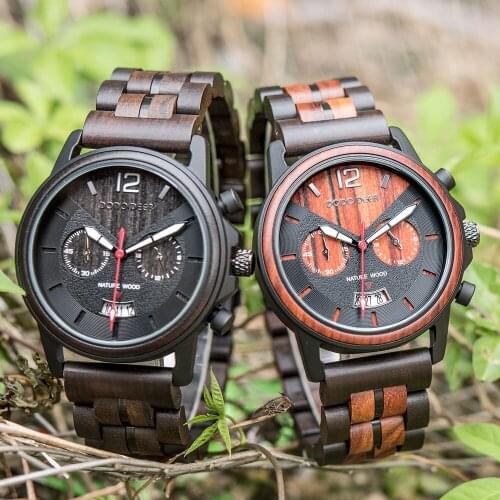 DODO DEER Wooden Watch for Mans Stop Wristwatch Men Male Reloj Hombre Luminous Hand Complete Calendar часы мужские Free Shipping