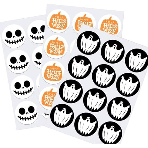 Happy Halloween Decoration Labels Seal Stickers Scary halloween ghost or pumpkin face Cat Elf Witch Ghost Sealing Gift Sticker