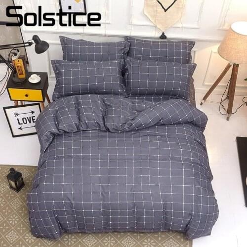 Solstice Home Textile Stripe Lattice Bedding Set For Teen Adults Boy Girl Geometric Duvet Quilt Cover Pillowcase Bed Sheet Linen