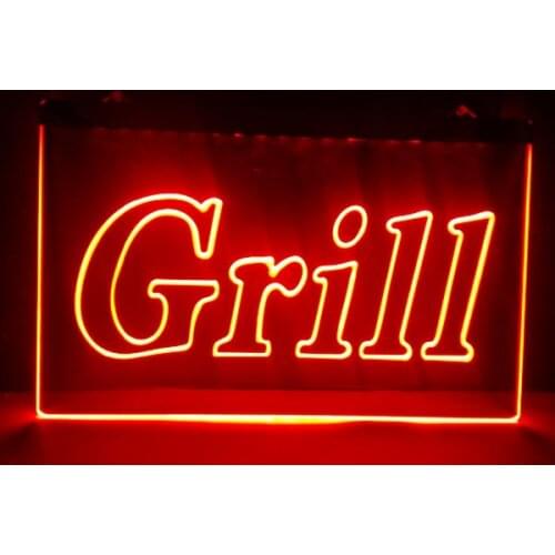 Grill OPEN 2 size Bar Pub BBQ NEW NR club 3d signs led neon light sign home decor crafts