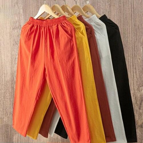 Cotton Harem Pants for Women Loose Casual Trousers Solid Color Jogging Running SweatPants Plus Size Womens Summer 2021 X98