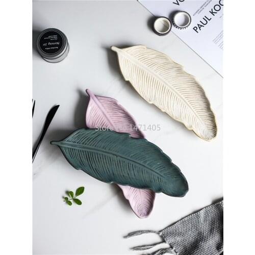 Sushi Leaf Shaped Plate Ceramic Household Simple Japanese Long Plate Personality Hotel Tableware Creative Dish