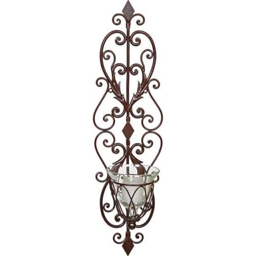 Creative American Metal Wall Candle Holders Retro Classical Wall Hanging Candlestick Holder Courtyard Decor Bougeoir Gift FC516