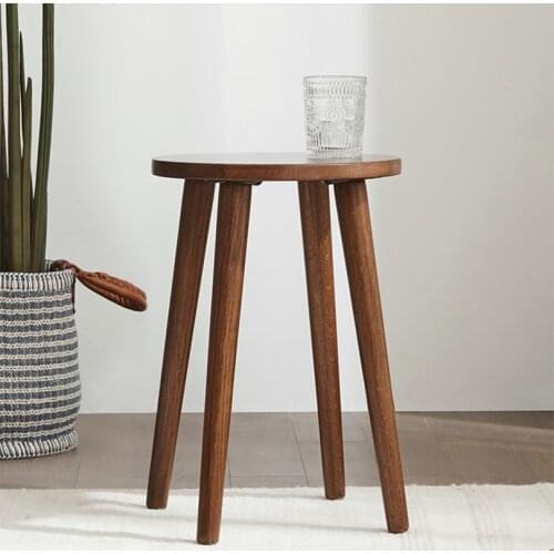 Louis Fashion Full Solid Wood Dressing Oak Round Stool Nordic Simple Bedroom Black