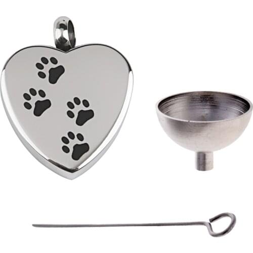 Love Heart Cremation Keepsake Memorial Ash Urn Pendant Necklaces + Mini Funnel Filler Kit