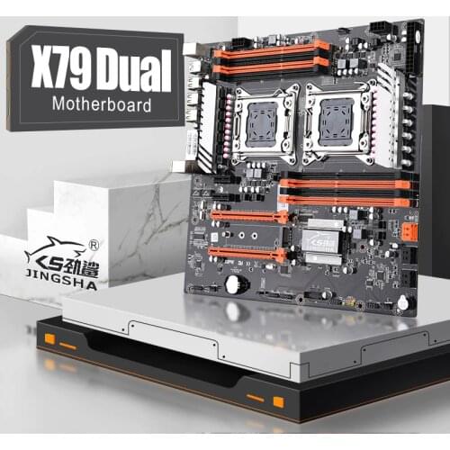 JINGSHA Dual Socket LGA 2011 X79 desktop motherboard support 2x PCIe x16 M.2 Cross Fire Intel XEON CPU and ECC REG memory