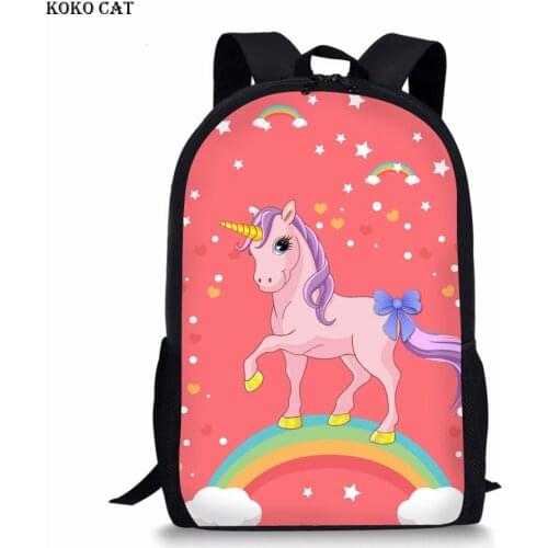 Cute Catoon Girls Schoolbag Lovely Unicorn Pattern Female Backpack Student Bookbags Unicornio Mochilas Feminina Escolares