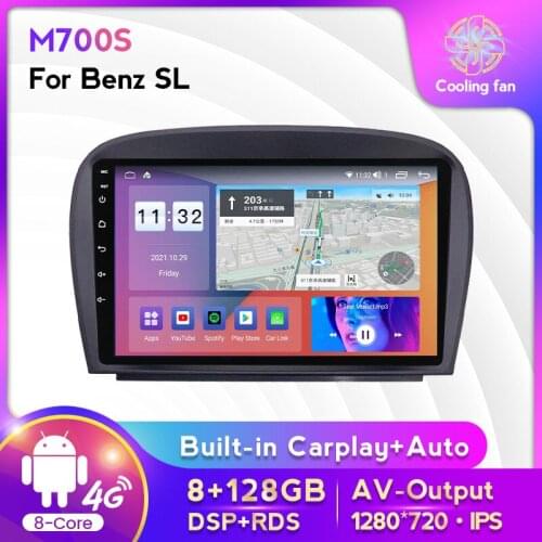 6 128GB Car Multimedia Radio Stereo Player For Mercedes Benz SL R230 SL350 SL500 SL55 SL600 SL65 Built-in Cooling Fan Carplay