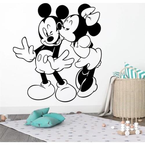 Cartoon mickey minnie mouse wall stickers for kids rooms home decor accessories disney wall decals vinyl mural art diy wallpaper