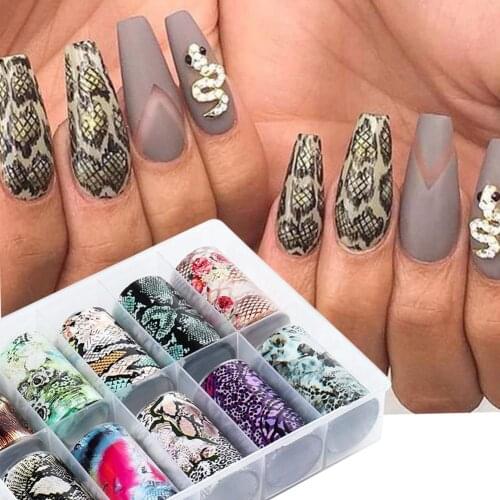 Adhesive Snakeskin Leopard Transfer Foil Decal Nail Art Stickers Manicure Decor
