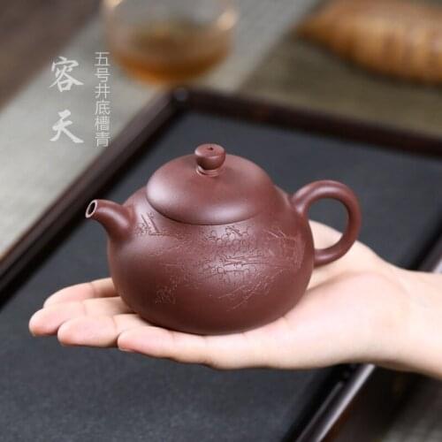 [bottom groove 5 blue] all hand yixing recommended famous ceramic tea-pot for days