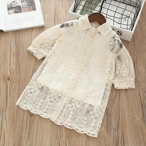 Girls' Clothing Baby Coat Set 2020 Summer New Childrens Suit Childrens Lace Embroidered Shirt+vest Two-piece Stes Baby Clothes