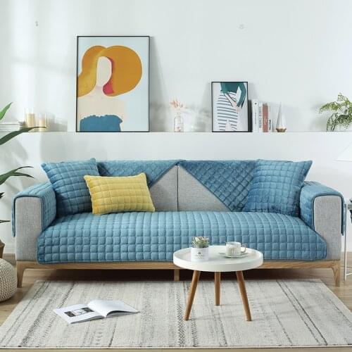 Solid Plaid Sofa Cover for Living Room Anti-dirty Dog Pet Sofa Mat Towel Flannel Thicken Couch Cover Protector Sofa Slipcover