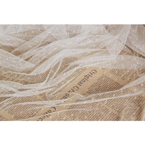 Off White Doted Tulle Lace Fabric Netting Gauze Fabric Wedding Mesh Tulle Lace Fabric