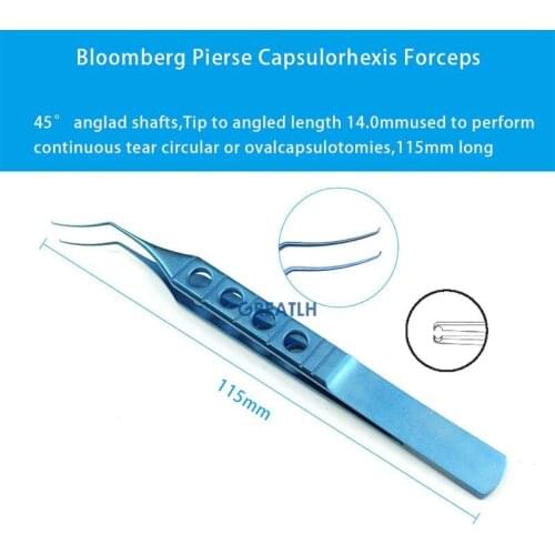 Ophthalmic Bloomberg Pierse Capsulorhexis Forceps Animal Experiment Titanium Veterinary Ophthalmic Tool