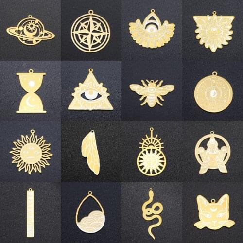 5Pcs 2021 New 201 Stainless Steel Snake Teardrop Eye Cat Constellation Pendants Charms For DIY Bracelet Necklace Dangles Jewelry