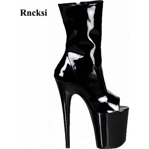 Rncksi Black New Womens Party Boots Fashion Sexy Nights Shoes 20cm Stiletto Heels Pole Dance Spring And Autumn Ankle Boot