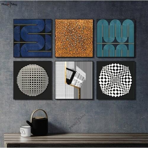 Luxury Line Geometry Vision Art Painting Canvas Posters Prints Abstract Wall Art Pictures Living Room Home Decoration Modern