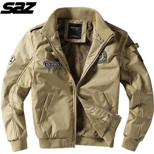 SAZ 2021 New Mens Windbreaker Plush Slim Aviator Baseball Suit Jacket Popular Logo Mens Vintage Air Force Mens Clothing