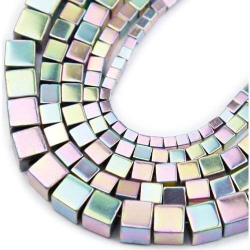 Light Purple Square Cube Hematite Beads 2/3/4/6mm Natural Stone Spacer Loose Beads For Jewelry Making Diy Bracelet Accessories