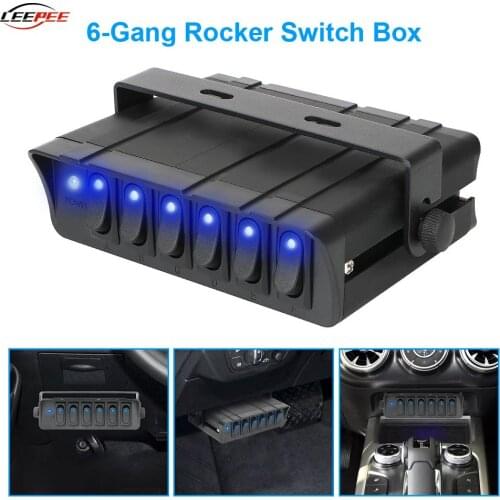 12V LED Light Indicator 6Gang Toggle Switch Panel Box Car Accessories For Truck Trailer JEEP Off Road 4x4 Caravan Marine Boats