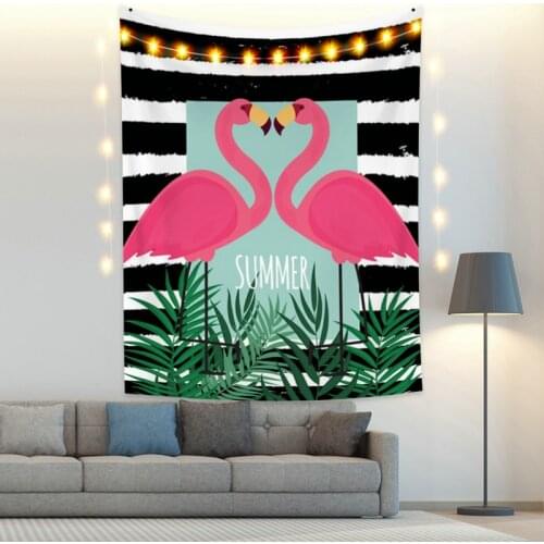 Tropical Tapestry Flamingo Kiss Vintage Exotic Summer Plant Nature Frame for Bedroom Photography Wall Decor
