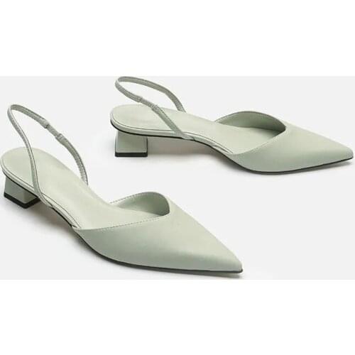 Sexy Slingbacks Pointed Toe Pumps For Women Designer Ladies Rome Sandals 2021 Summer Retro Sweet Square Middle Heels Shoes Chic