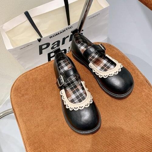 Black Platform Pumps Womens Wild Round Head Retro College Style Big Head Doll Shoes Womens Shoes Womens Flat Shoes