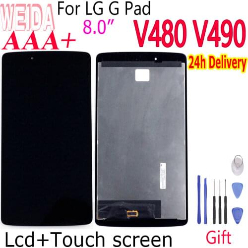 WEIDA 8" For LG G Pad V480 V490 LCD Display Touch Screen panel Digitizer Assembly for LG V480 LCD Flex cable Free Tool
