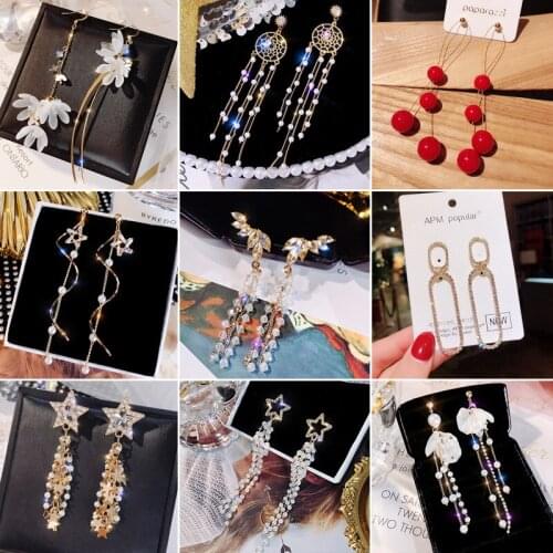 Origin Summer Bling Bling Rhinestone Hollow Out Star Asymmetric Dangle Earings for Women Korean Fashion Geometrical Jewelry