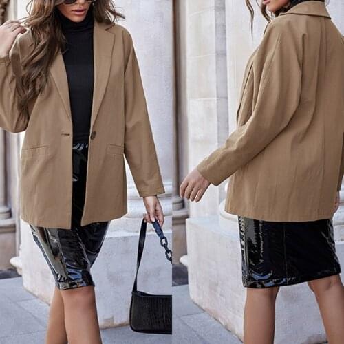 Women One Button Office Open Front Coat Outwear Tops Casual Loose Lightweight Cardigan Ladies Jacket