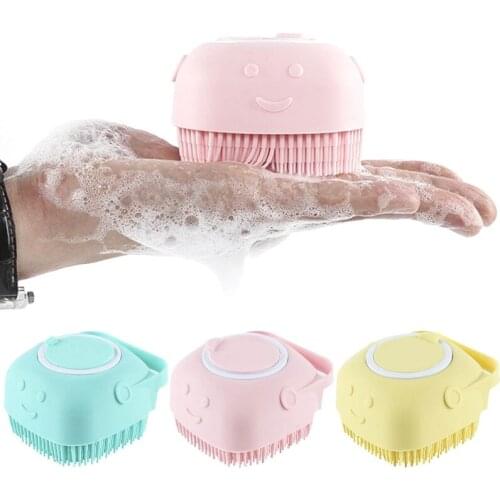 1Pc New Cnady Color Silicone Bath Massage Brush Soft Hair Brush Comb Bath Brush Comb Body Exfoliating Cleaning Tool