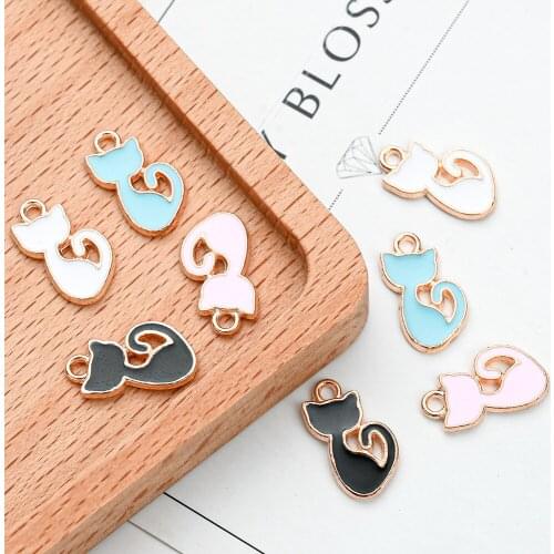 10/20/30pcs Cute Cat Back View Charms Alloy Enamel Charm Pendant For Jewelry Making Necklace Bracelet Drop Oil Findings
