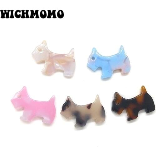 2019 Fashion 10 Pieces 17mm High Quality Dog Shape Acetic Acid Resin Smooth Charms Pendant for DIY Earring Jewelry Accessories