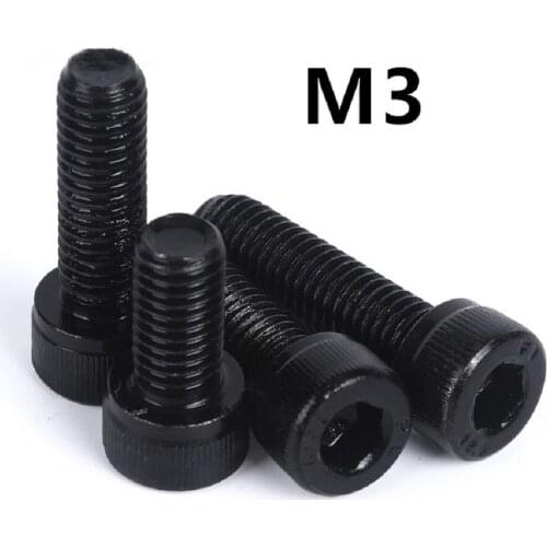 100PCS GB70.1 M3x4/5/6/8/10/12/14mm DIN912 12.9 Grade Alloy Steel Allen Hex Socket Cap Head Black Screw Bolt Furniture Fastener