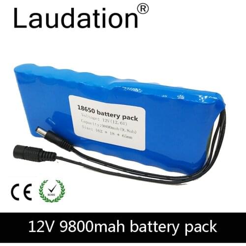12V Battery 18650 9.8AH Portable Rechargeable Batteres DC 11.1V 12V 12.6V 9800mAh 18650 Li-Ion Battery CCTV Camera Monitor