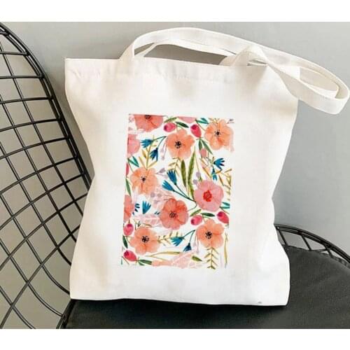2021 Shopper Floral Dance Aesthetic Printed Tote Bag women Harajuku shopper handbag girl Shoulder shopping bag Lady Canvas Bag