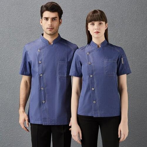 4 Colors Short Sleeve Chef Jacket Unisex Kitchen Hotel Bakery Chefs Uniform Restaurant Catering Cook Coat Barber Shop Work Wear