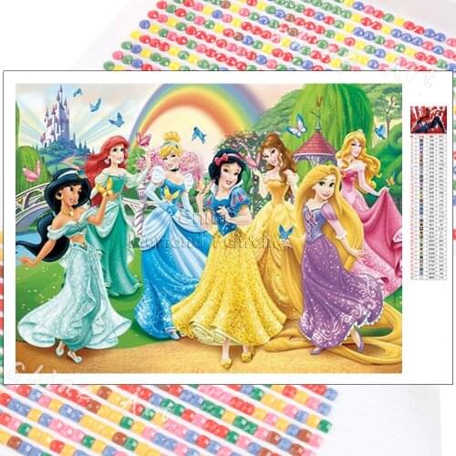 Diamond Painting Disney Cartoon Princess Children 5D DIY Cross Stitch Embroidery Mosaic Full Square Round Handmade Home Decor
