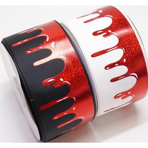 Free shipping 50 yard hologram ribbon foil printed grosgrain ribbon for bows Craft supplier