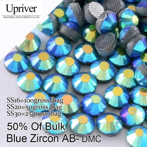 Large Glowing Stones Flatback Best Quality SS16 SS20 SS30 Blue Zircon AB Repair Rhinestone
