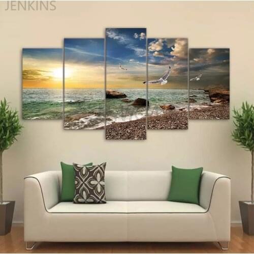 European Style Canvas Painting Wall Poster 5 Pieces Art Picture Silver Gorgerous Flowers Shining Light for Home Decor Jenkins