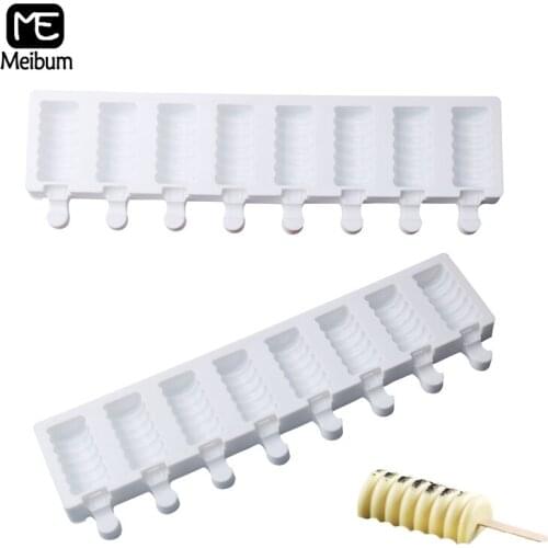 Meibum 8 Cavity Ice Cube Silicone Mold 2 Color DIY Ice Cream Modle Juice Dessert Mould Child POP Chocolate Ice Iolly Makers
