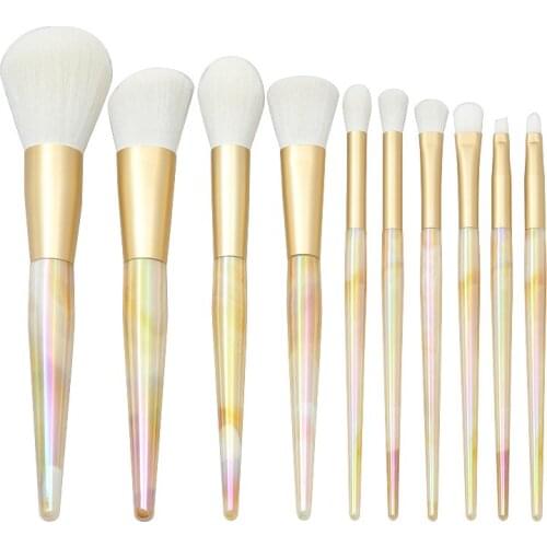 10 Pcs/Set Makeup Brushes Yellow Marble Makeup Brush Fashion Powder Foundation Blush Eye Shadow Lip Beauty Tools