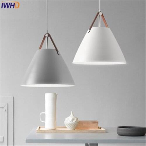 IWHD Nordic Simple Style Iron Droplight Modern LED Pendant Light Fixtures For Dining Room Bar Hanging Lamp Indoor Lighting