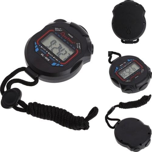 Classic Digital Handheld LCD Chronograph Sports Stopwatch Timer w/string