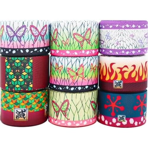 10 Yards 1' 25MM/38MM Japan Cartoon Printed Grosgrain Ribbons For Hair Bows DIY Handmade Materials Y2020110301