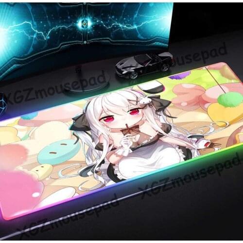 XGZ Anime Sweet Loli Candy HD Custom Large RGB Mouse Pad Black Lock Edge Computer Desk Mat Rubber Non-slip 900x400 / 800x300 Xxl